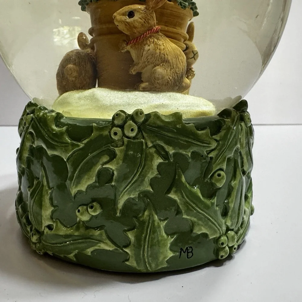 Hallmark Marjolein Bastin Winter Rabbits Christmas Tea Light Candle Water Globe